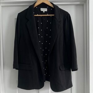 Skies Are Blue Black Blazer with Polka Dot Lining